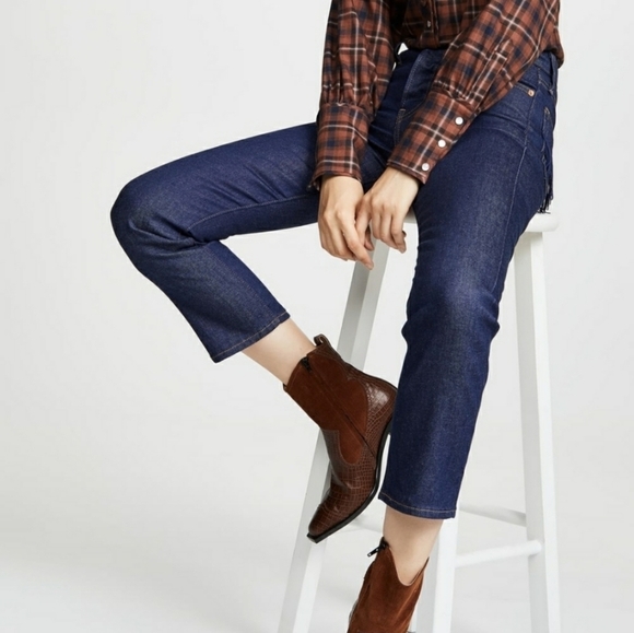 LEVI’S Wedgie Straight Fringe Pocket Blue Jeans - Picture 2 of 12